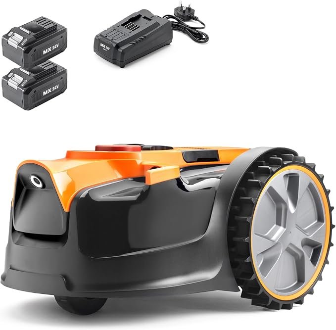 LawnMaster OcuMow 16 Vision Robot Lawnmower, 2 Batteries & Charger, 300m2 | Drop & Mow robot mower with detachable battery.