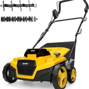 Cordless Lawn Dethatcher Compatible with DeWalt 20V Battery(Tool Only), 40V Dual Battery Powered Brushless 2-in-1 Scarifier, 15’’ Wide, 12-Gal Collection Bag, Air Boost Technology, 5 Adjustable Depths