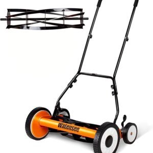 Walensee 20-Inch Manual Lawn Mower, 5-Blade Push Reel, 9 Heights | Precision-Ground Alloy-Steel Blades Deliver Clean Scissor-Like Cuts, While Manual Cordless Operation Keeps Lawn Care Quiet
