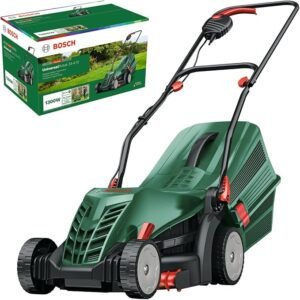 Bosch Corded Lawnmower UniversalRotak 34-410 (230 V, cutting width: 34 cm, 40-litre grass box, with GrassCombs)