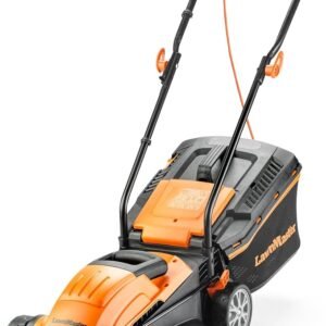 LawnMaster 1200W 32cm Electric Lawnmower with Rear Roller, Corded | Electric corded lawnmower for small lawns. Carbon steel blade, 5 cutting heights, rear roller for stripes & 2 year guarantee