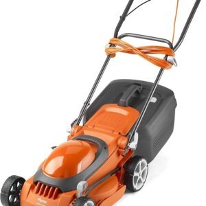 Flymo EasiStore 340R Electric Rotary Lawn Mower - 34 cm Cutting Width, 35 Litre Grass Box, Close Edge Cutting, Rear Roller, Central Height Adjust , Space Saving Storage Features